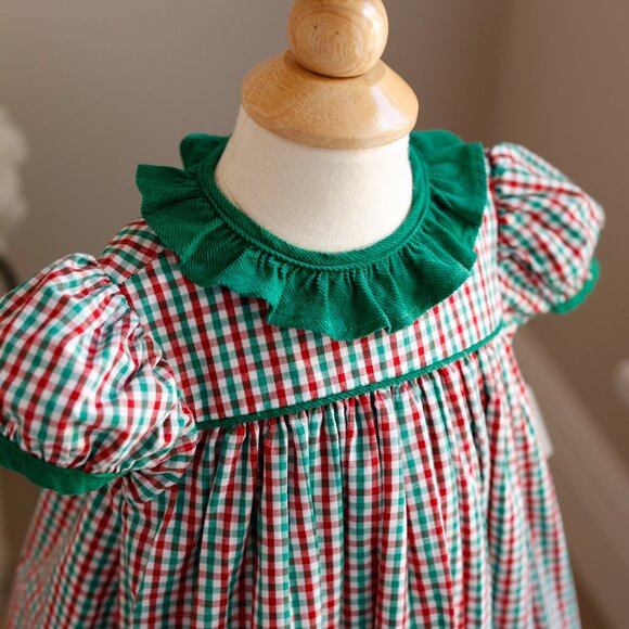 Red Green and White Check Float Dress Corduroy Collar Bailey Boys